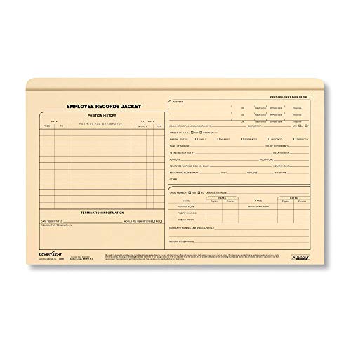 ComplyRight Employee Record Jacket - Legal Size | 15" x 9-1/2" | Recordkeeping Folders | 25 Pack