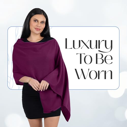 Image of Velanio Cashmere Poncho for Women - 100% Mongolian Wrap & Dress Topper