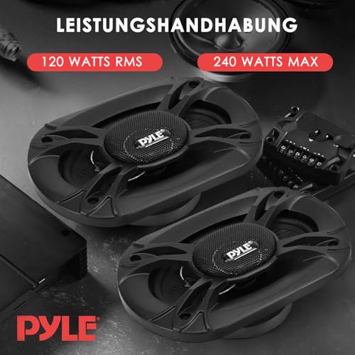 Pyle Lautsprecher Auto 10cm x 15cm (4 x 6\) – 3-Wege Lautsprecher Boxen 4 Ohm Impedanz 300W, ¾\ Piezo-Hochtöner, 4,6cm (1,81\) Einbautiefe, Autolautsprecher – Einbaulautsprecher Box Set für Auto