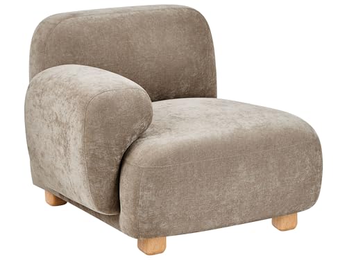 Beliani Section d'Assise Droite Moderne en Tissu 1 Place Module de Canapé d'angle Pieds en Bois Beige Amli