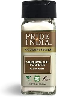 Pride of India – Natural Arrowroot Ground Powder – Gourmet Baking & Thickening Agent – Gluten & GMO Free – Good for Sauces, Fritters & Fries – Easy to Use – 2oz. Dual Sifter Bottle