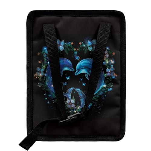 Image of Talayituse Dolphin Flower Heart Print Car Trash Can with Lid, Leak Proof Auto Trash Bag Hanging Vehicle Garbage Can Multipurpose Storage Container for Back Seat Road Trip