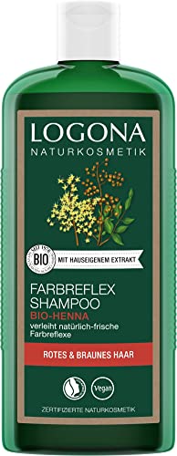 LOGONA naturkosmetik färgreflexschampo röd-brunt för naturligt glänsande hår, lämpligt för...
