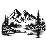 JEWLOVE Title: Metal Mountain Wall Art – Exquisite Nature-Themed Mountain Wall Decor with Forest and Tree Motifs, Premium Laser-Cut Metal Wall Art for Living Room, Bedroom, Office, Balcony, and Patio