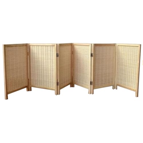 小さな部屋の仕切りプライバシースクリーン、3/4/5/6パネルのラタン製の部屋の仕切り、ダブルヒンジ、寝室、ホームオフィスに適しています(100x40cm-6Pieces)