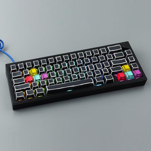 Tsungup Custom Keycaps-Side Print Keycap Set,PBT Shine Through Cool Retro Keycaps 75 Percent,128 Keys Dye Sub Cherry Profile Keyboard Key caps for Cherry MX Mechanical Keyboard-Sketch Black Keycaps - Thumbnail 3