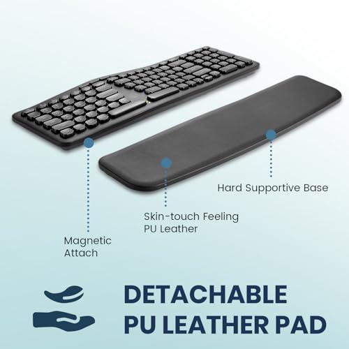 Image of Perixx PERIBOARD-636B US, Wireless Ergonomic Compact USB Keyboard - Wireless 2.4G Technology - Build-in Number Pad - Detachable Wrist Rest - - Silent Typing - Black