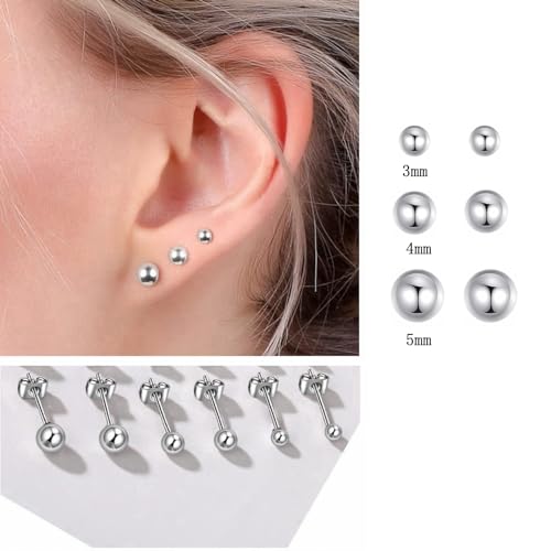 12Pairs 20G Mix Color Stainless Steel Ball Stud Earrings for Men Women Minimalist Sphere Cartilage Piercing Studs Earrings,Ball Hypoallergenic Jewelry,Mini Ball Earrings3
