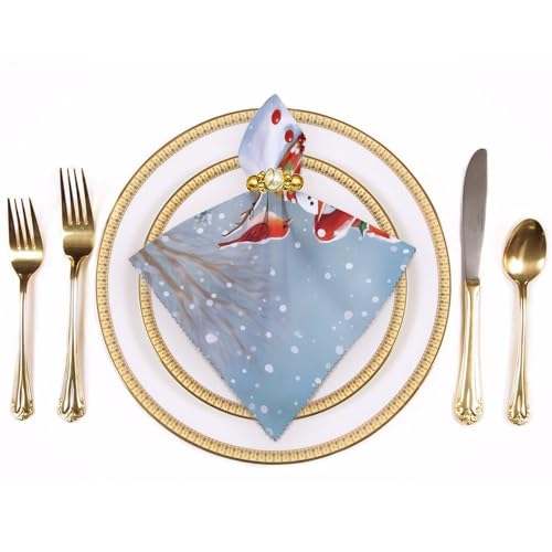 Servilletas de Tela Navidad Muñeco de Nieve y Pájaros miniatura 3