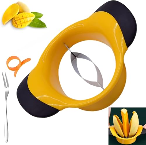 Mango Slicer,Mango Pit Remover Tool,Mango Cutter with Stainless Steel Blade With Rubberized Handle