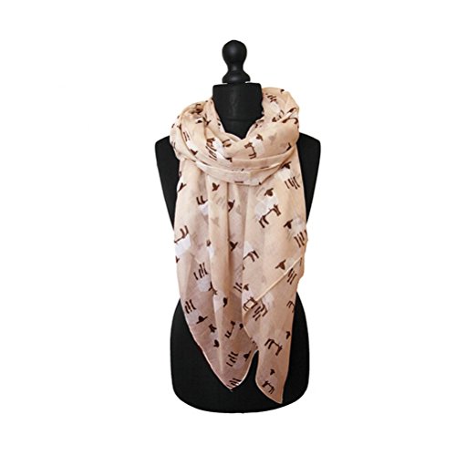 Xale feminino com estampa de ovelhas em tamanho grande da PIXNOR (bege)