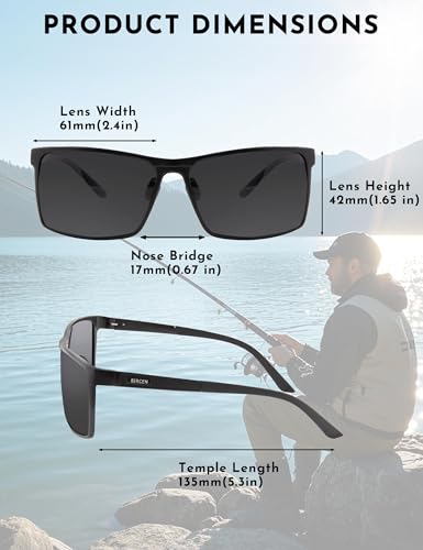 Image of BIRCEN Polarized Anti-Glare Sunglasses for Men: Lightweight Metal Wrap around Sun Glasses UV Protection for Driving Fishing