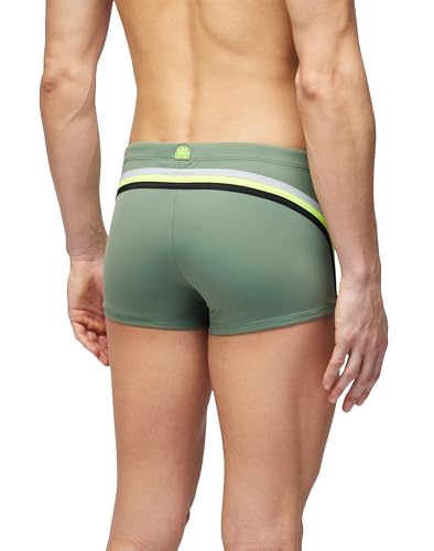 SUNDEK Zion Short Bañador tipo bóxer de playa para hombre, Dark Ar. Green, XXL