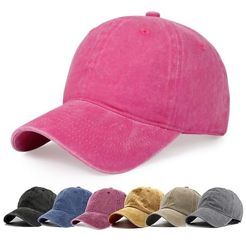 Image of HH HOFNEN Baseball Cap Washed Cotton Unstructured Vintage Hat for Men Women | Unisex Sports Ball Caps Sun Protection Adjustable Outdoor Curved-Brim Dad Hat Classic Plain Cap