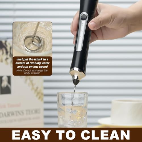 Image of Handheld Electric Milk Frother with 2 Heads, Coffee Whisk Foam Mixer with USB Rechargeable 3 Speeds, Foam Maker Blender for Latte, Cappuccino, Hot Chocolate, Egg (Type 3)