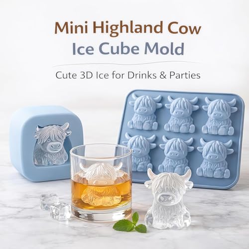 Molde para Cubos de Hielo 3D Mini Vaca Highland miniatura 2