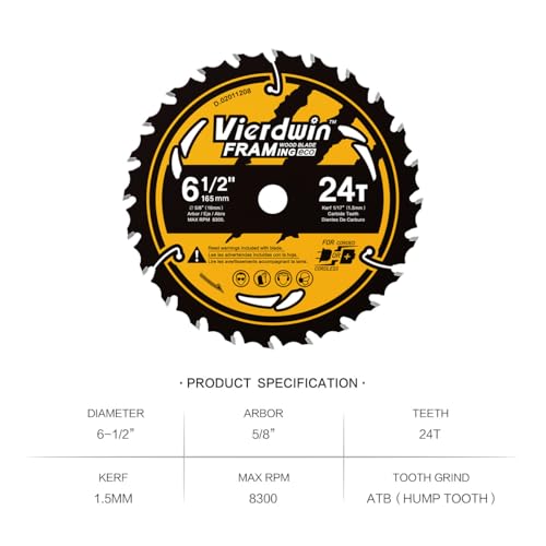 DEWALT Circular Saw Blade, 7 1/4 Inch, 24 Tooth, Wood Cutting, 3 Pack (DWA1714243)