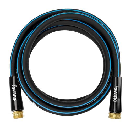 Fevone Garden Hose 12 ft Outdoor, No Kinking, Flexible Water Hose, Heavy Duty Hybrid Polymer, 5/8 Inner Diameter Hose, 3/4 Brass Fittings