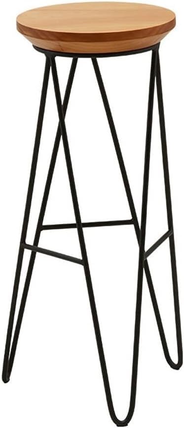 HSTBLEOO Taburete Alto nórdico de Hierro Forjado, Silla Retro, Taburete de Madera Simple for mostrador(65CM)