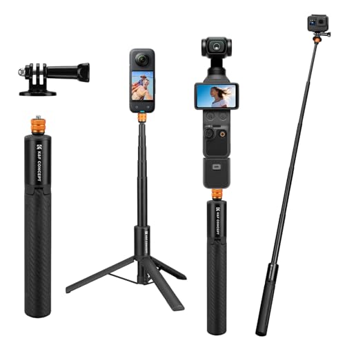 K&F CONCEPT MS21 Invisible Selfie Stick, Extension Long Pole (120cm/47.2in) Compatible with Insta360 X5/X4/X3 GoPro 13/12/11 DJI OSMO 360 Pocket 3/4, 1/4' Extended Monopod with Fit for GoPro Adapter