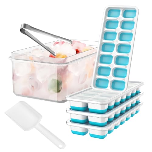 Gewtyod US-HL-0060 Ice Cube Tray 4 Pack, Gewtyod Silicone Ice Cube Trays For Freezer, 56-Ice Trays For Freezer, Stackable Flexible Silicone cover