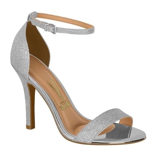 Sandália Feminina Vizzano Gisele– Salto Alto Fino Social, Prata, Confortável, Macia e para o Dia a Dia - 36