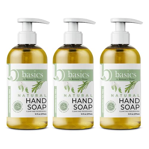 Brittanie's Thyme Basics Natural Olive Oil Hand Soap, Lemongrass Tea Tree - 12 Fl Oz, Pack Of 3 - Cruelty Free, Vegan, No Synthetic Additives, No Sulfates, Paraben Free, Phthalate Free #TOP26