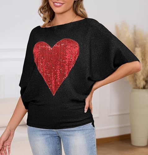 Image of MAKARTHY Womens Batwing Sleeves Knitted Dolman Pullovers Boat Neck Tops Sweatershirts