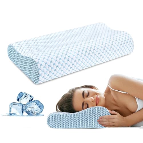 GQTYBZ Oreiller Plat, Technologie RafraîChissante, Taie DéHoussable, MatéRiau Respirant, Oreiller Anti Transpiration pour Tous Les Types de Dormeurs (50 * 30CM)