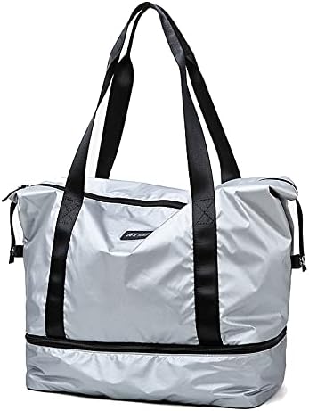 Amazon Churaijyu ボストンバッグ スポーツバッグ ジムバッグ トラベルバッグ キャリーバッグ 2way 大容量 防水 多機能 旅行 シューズ入れ 男女兼用 メンズ レディース シルバー M Churaijyu スポーツ フィットネスバッグ
