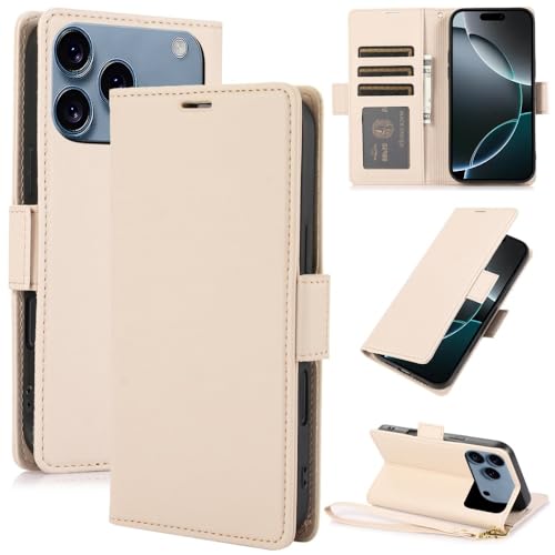 Étui portefeuille iPhone 6s Plus cuir magnétique rabat arrière abricot