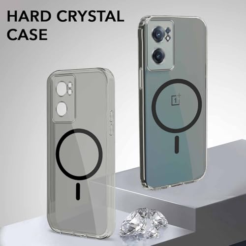 Image of Jkobi Lifetime Anti-Yellow MagSafe Compatible Clear Back Cover Case for OnePlus Nord CE 2 5G (Sleek Hard Crystal | Shockproof and Camera Protection)