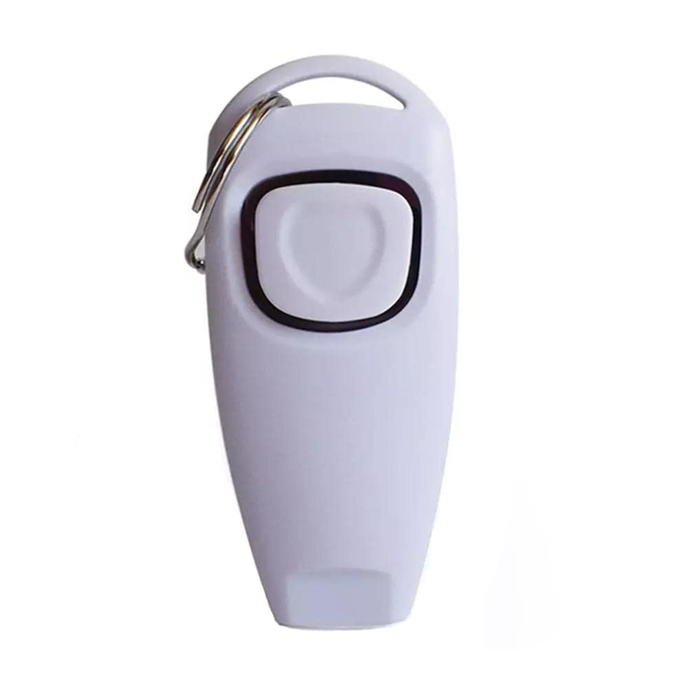 Portable Dog Training Clickers and Whistle in One Stop Barking Training Tool Pet Supplies for Dog Cats Puppy Birds Horses (White)
