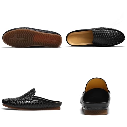 Men's Baotou Leather Printing Moccasins Mules Simple Comfortable Slip On Round Closed Toe Flat Slingback Walking Loafers for Work, Vacation, Beach, Shopping2