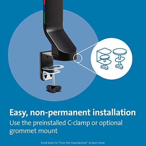 Image of Kensington Single Monitor Desk Mount, C-clamp Vesa Stand Fits up to 32 inch Ultrawide Samsung LG , Low Profile Vertical Mount, Height Adjustable Free Standing Arm,K55512WW Black