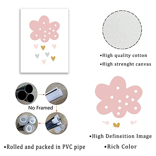 Cloud And Rainbow Poster Nursery Pink Rainbow Canvas Print Colorful Abc Alphabet Prints Cloud Nursery Pictures For Girl Bedroom Rainbow Canvas Wall Art Boho Rainbow Clouds Wall Art 12X16Inx3 Frameless #TOP4