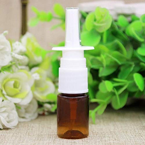 QPM 20Pcs/Lot 5ml Empty Plastic Nasal Spray Bottles Pump Sprayer Mist Nose Spray Pet Refillable Bottles,brown