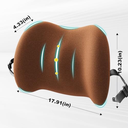 Image of BYMECOST Lumbar Support Pillow for Car, Memory Foam Car Back Cushion