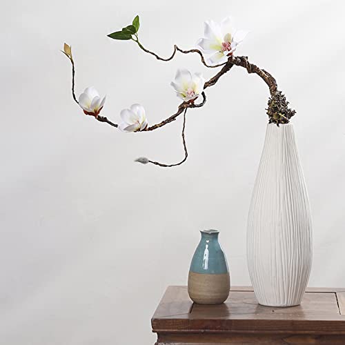 FGYZYP Branches de magnolia artificielles, bouquet de fleurs artificielles en plastique, arbre de printemps à longue tige pour décoration de maison, fête, mariage, intérieur et extérieur, blanc Cover
