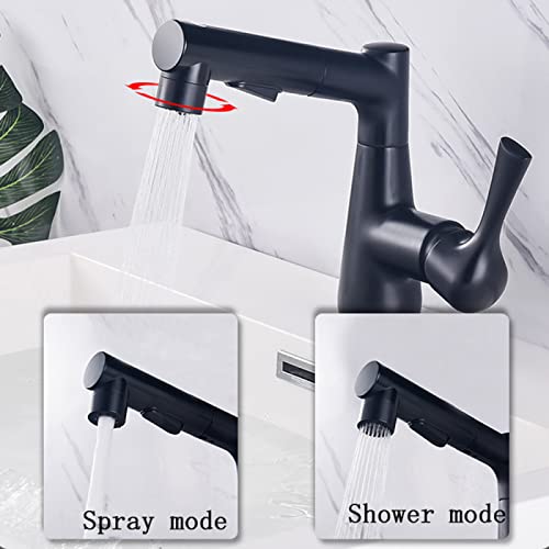 Robinet de lavabo trois jets d'eau à douchette extractible gris - 5