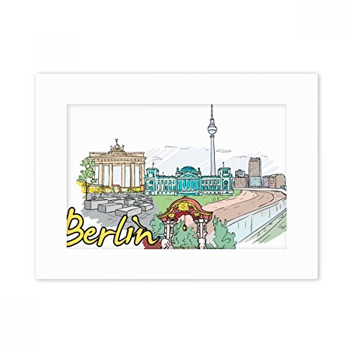 Cadre photo Berlin d'architecture multicolor blanc en format 5X7 - 2
