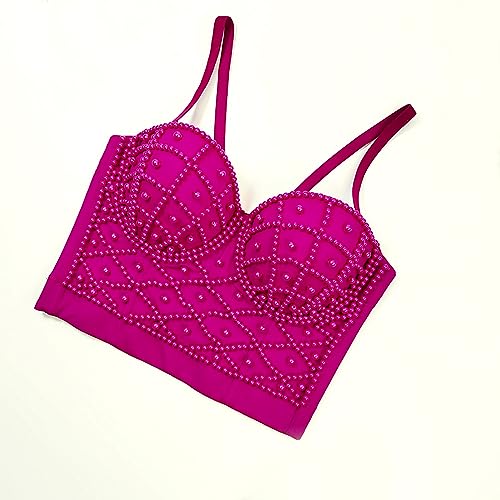 Image of VEENDEO Women's Strap Beads Bustier Corset Crop Top Club Party Bra