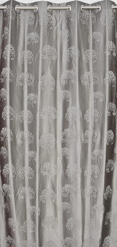 Image of Heavy Quality Punch Tree Curtains 7 Feet Long Set of 1 Pcs | Grey Door Curtains for Living Room, Bedroom | Lightweight 7 Feet Long Drapes for Home Decoration