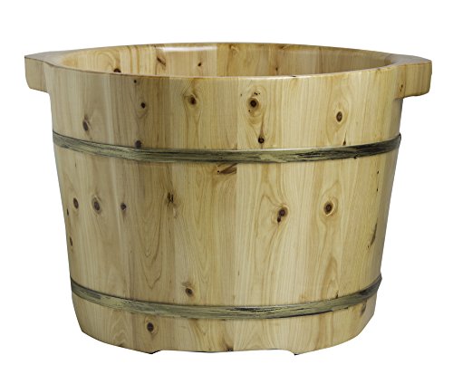 ALFI brand AB6604 15-Inch Solid Cedar Wood Foot Soaking Barrel Bucket with Matching Spoon