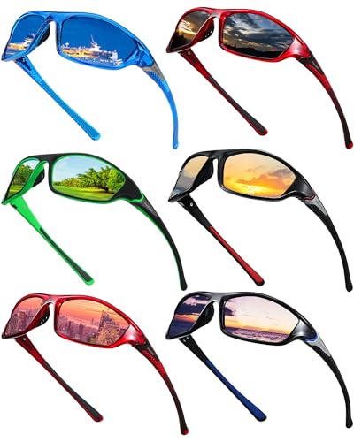 Image of Frienda 6 Pack Polarized Sport Sunglasses for Men Multipack Fit over Glasses Pack Lot Set Men's Sport Fishing Eyeglasses