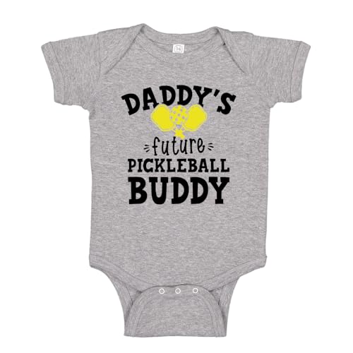 Image of Daddy's Future Pickleball Buddy Baby One Piece or Toddler T-Shirt Pickleball Baby Gift
