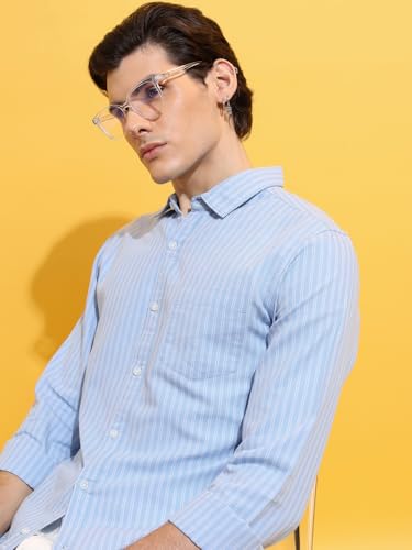 Image of Highlander Men's Slim Fit Striped Shirt | Full Sleeves | Everyday Wear Stylish Shirts for Men