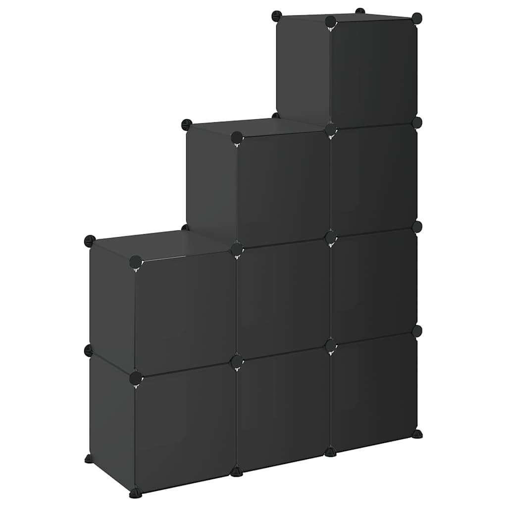Regalsystem & Würfelregal Schwarz PP Aufbewahrungsregal mit Aufbewahrung Lagerregal für Wohnzimmer Schlafzimmer Eingangsbereich 94,5 x 32 x 124 cm