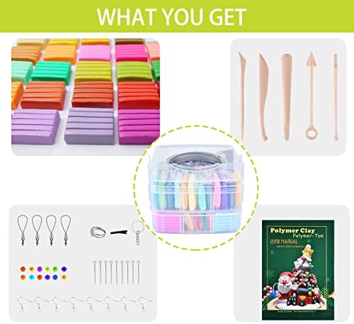Polymer Clay Starter Kit,50 Colors Baking Plasticine Modeling Clay DIY Craft Oven Bake Clay with Storage Box,Sculpting Tools & Tutorial Book,Birthday Christmas Gift for Kids Adults Beginners (0.74 Oz / Piece) 7 41qm2G0dJrL. AC