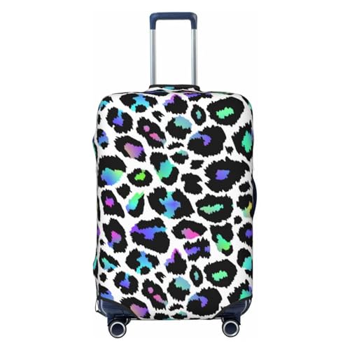 Trendy black rainbow Leopard Travel Luggage Covers - Elasticity Suitcase Covers Protector for Luggage 18-32 Inch